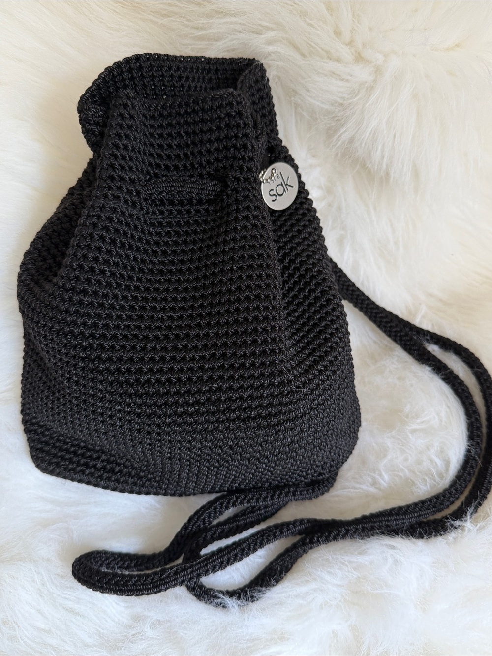 The Sak Small Dylan Backpack in Crochet, Adjustable Backstrap